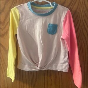 Rockets of Awesome Girls Colorblock Long Sleeve Knot Top Size 6